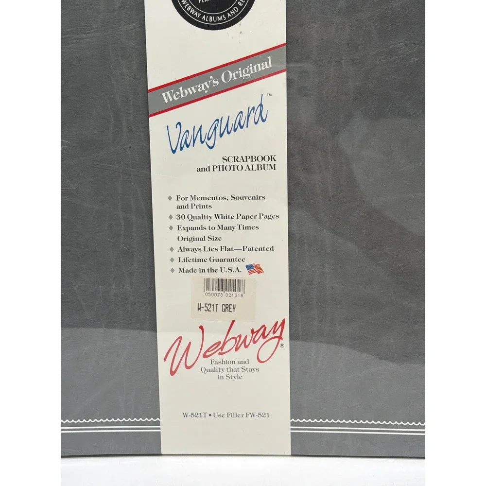 Webway Vanguard Scrapbook Photo Album Grey W-521T Archival 30 Pages Made in USA